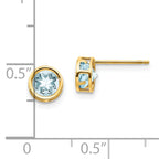 14k 5mm Bezel Aquamarine Stud Earrings