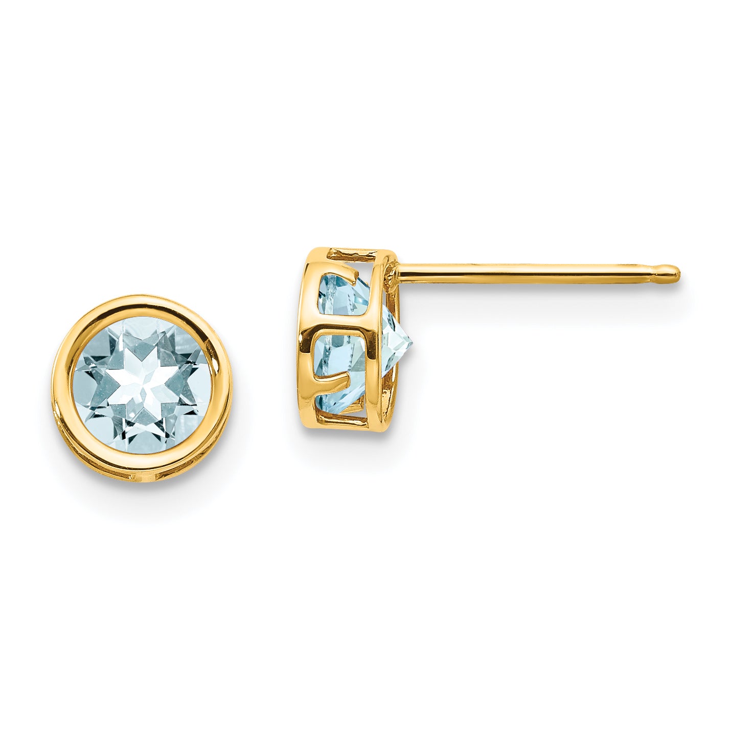14k 5mm Bezel Aquamarine Stud Earrings Main image