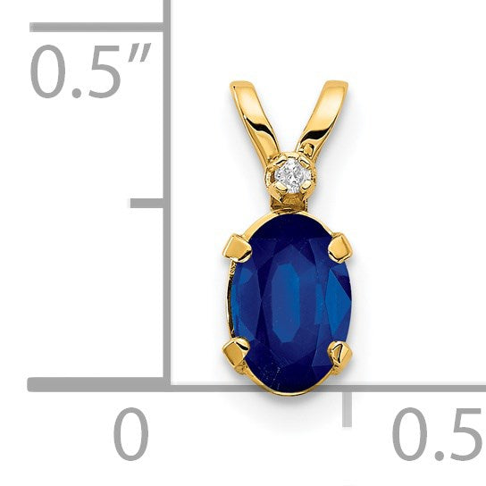 Birthstone Sapphire & Diamond Pendant in 14K Yellow Gold (0.01 ct. tw.) - Sophia Jewelers