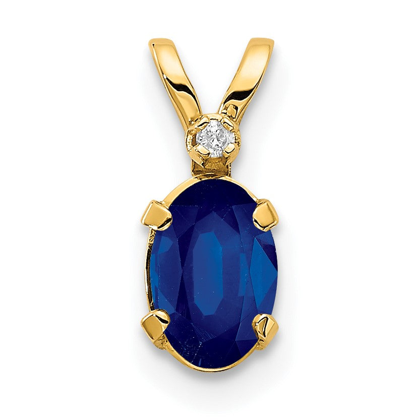 Birthstone Sapphire & Diamond Pendant in 14K Yellow Gold (0.01 ct. tw.) - Sophia Jewelers Main image