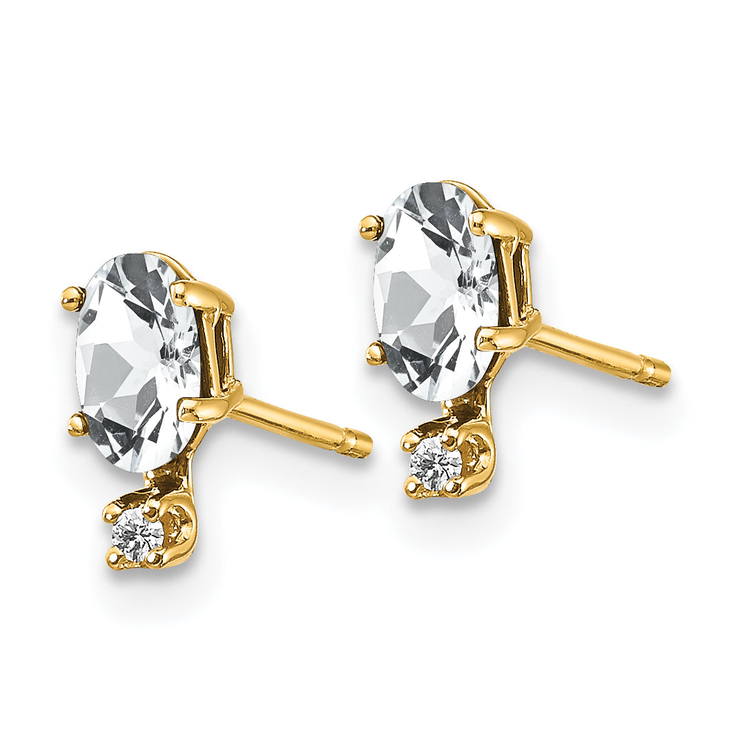 14k Diamond & White Topaz Birthstone Earrings Secondary image