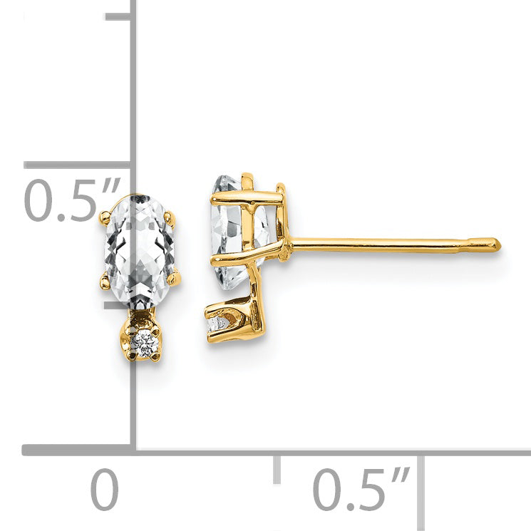 14k Diamond & White Topaz Birthstone Earrings