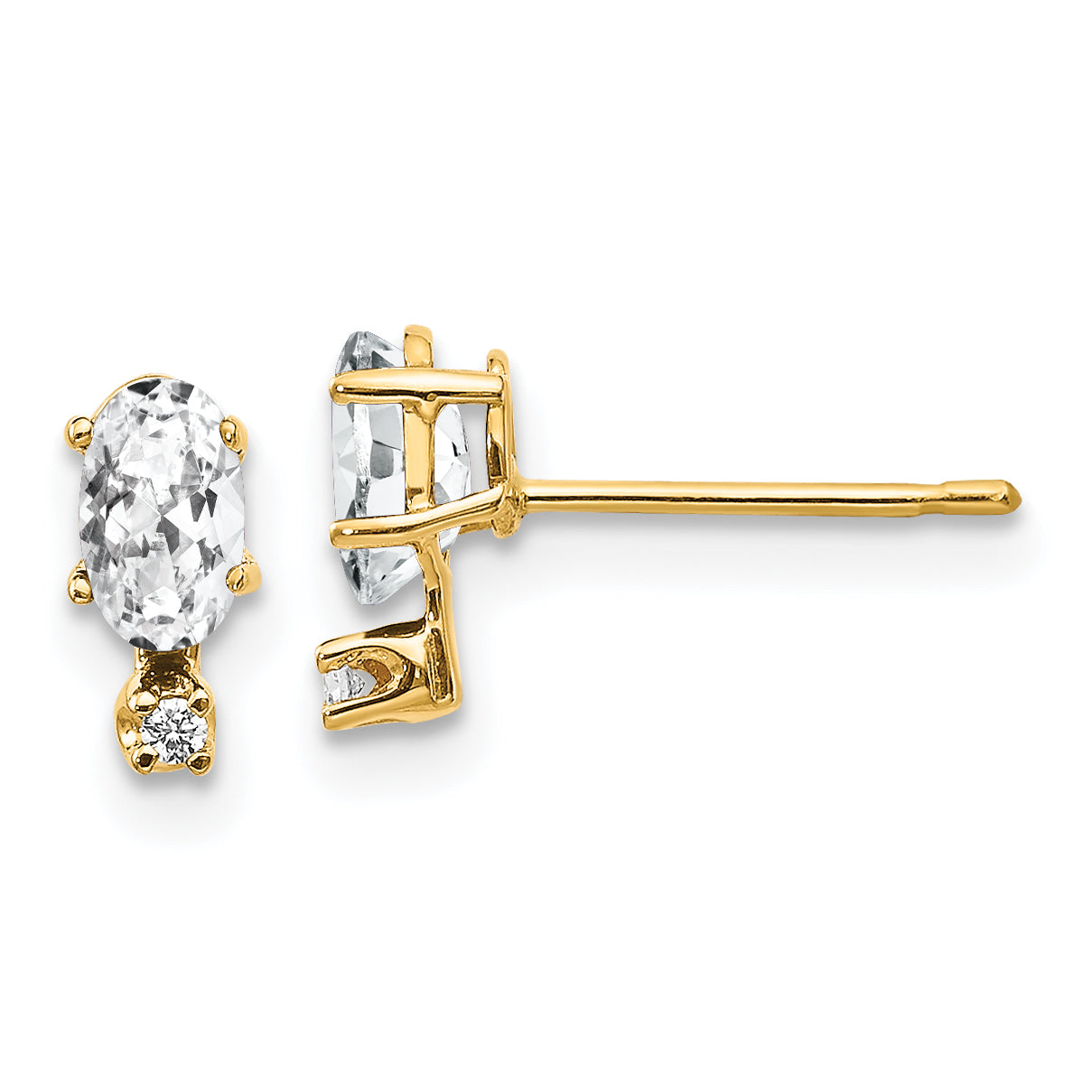 14k Diamond & White Topaz Birthstone Earrings Main image