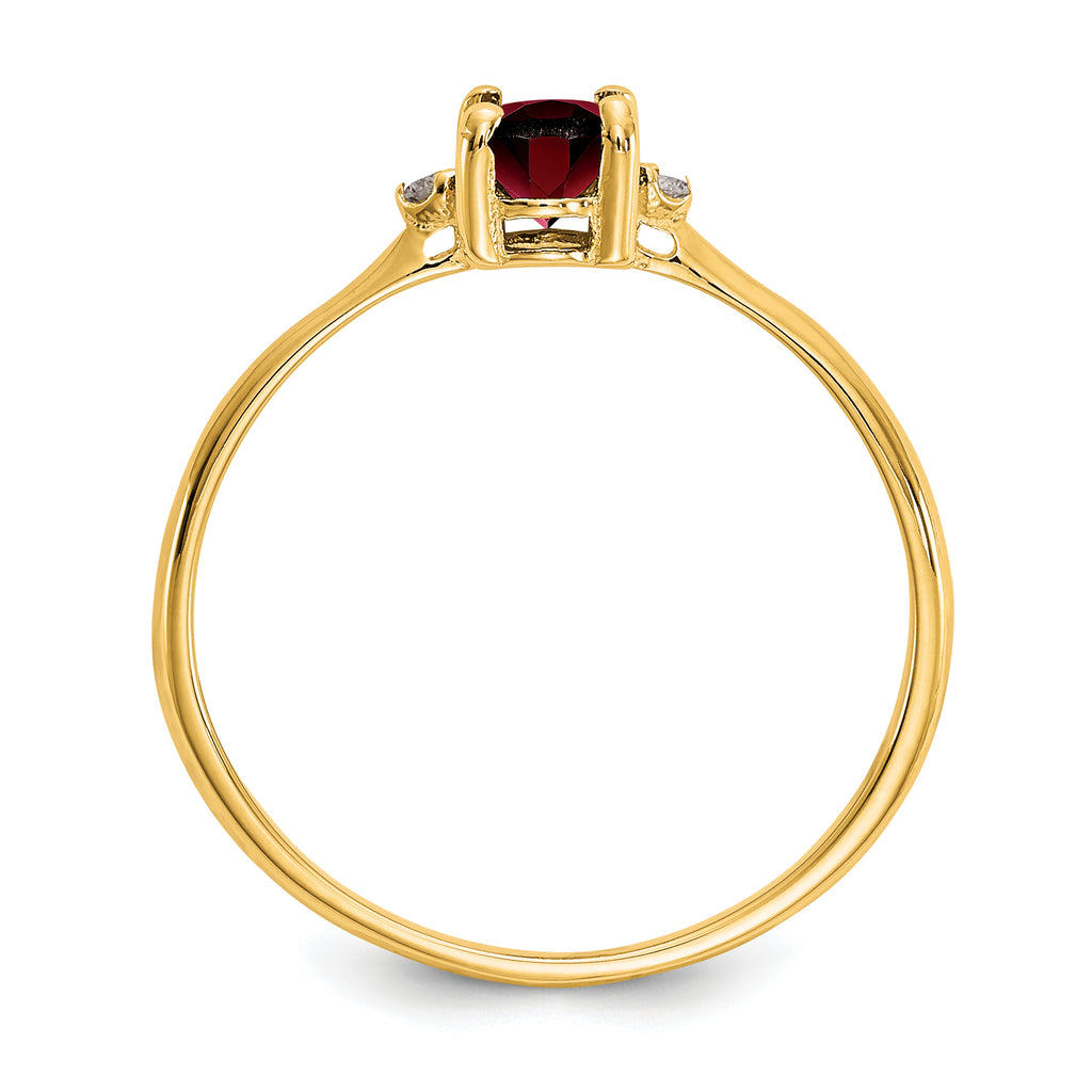 14k Diamond and 6x4 Oval Garnet Birthstone Ring