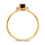 14k Diamond and 6x4 Oval Garnet Birthstone Ring