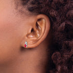 Angular V-Setting Ruby & Diamond Stud Earrings in 14K White Gold (0.01 ct. tw.) - Sophia Jewelers