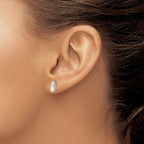Opal & Diamond Stud Earrings in 14K White Gold, 5x3mm (0.01 ct. tw.) - Sophia Jewelers