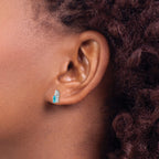 Angular Setting Blue Topaz & Diamond Stud Earrings in 14K White Gold (0.01 ct. tw.) - Sophia Jewelers