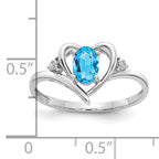 14k White Gold 6x4 Oval December/Blue Topaz and Diamond Heart Ring