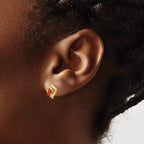 Garnet & Diamond Heart Stud Earrings in 14K Yellow Gold, 5x3mm (0.01 ct. tw.) - Sophia Jewelers