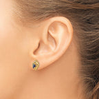 Sapphire & Diamond Heart Stud Earrings in 14K Yellow Gold, 5x3mm (0.01 ct. tw.) - Sophia Jewelers