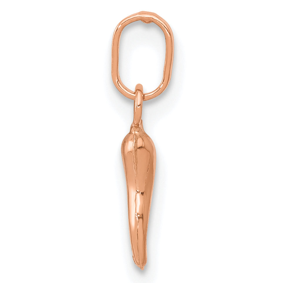 14k Rose Gold 3D Italian Horn Charm