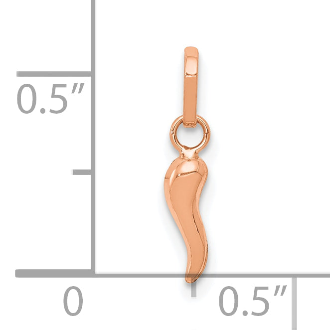 14k Rose Gold 3D Italian Horn Charm