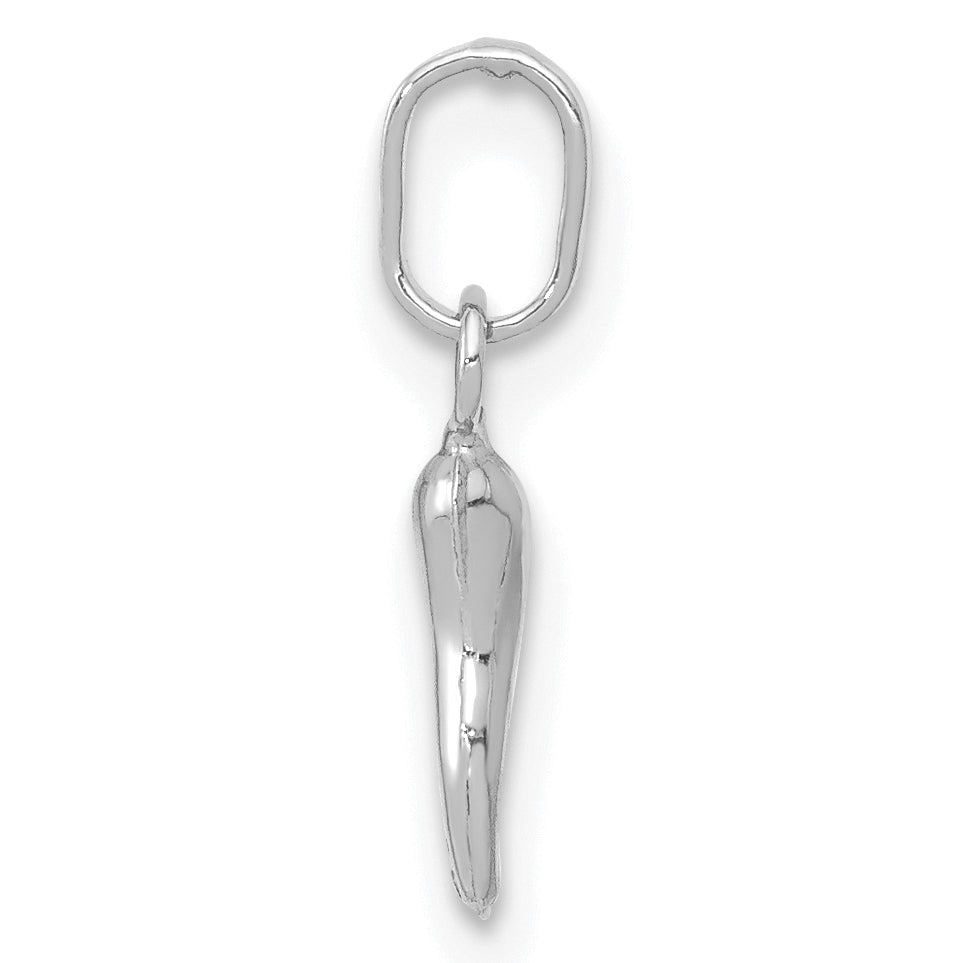 14k White Gold 3D Italian Horn Charm