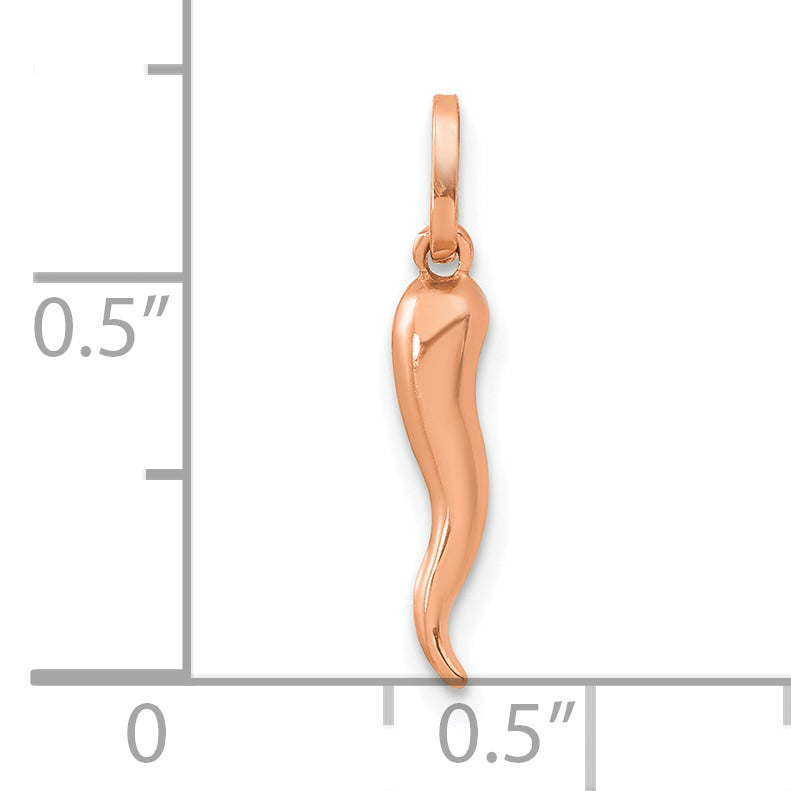 14k Rose Gold 3D Italian Horn Charm