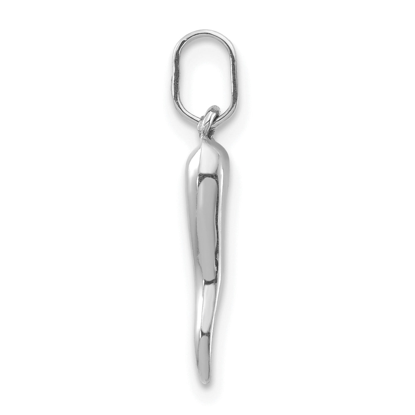 14k White Gold 3D Italian Horn Charm