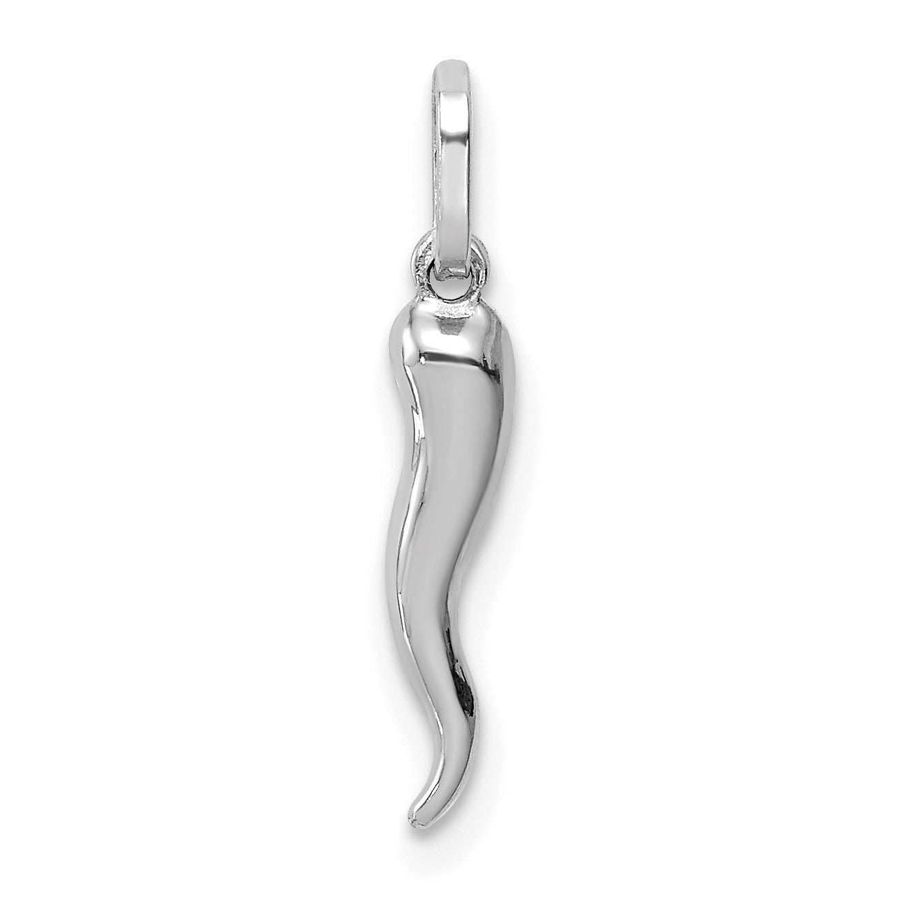 14k White Gold 3D Italian Horn Charm