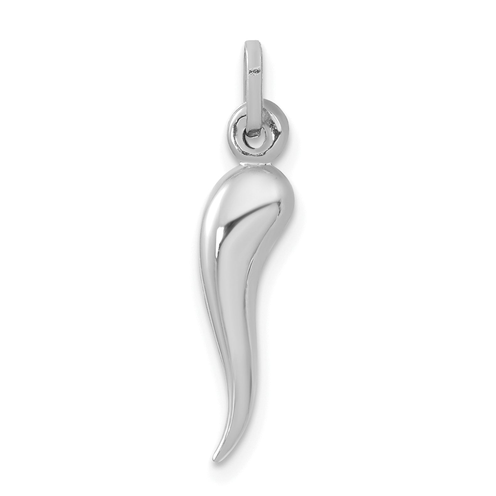 14k White Gold 3D Italian Horn Charm Main image