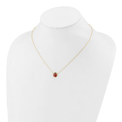 14K Polished Red and Black Enameled Ladybug 17 inch Necklace Plus 1 inch Extender
