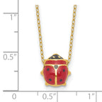 14K Polished Red and Black Enameled Ladybug 17 inch Necklace Plus 1 inch Extender