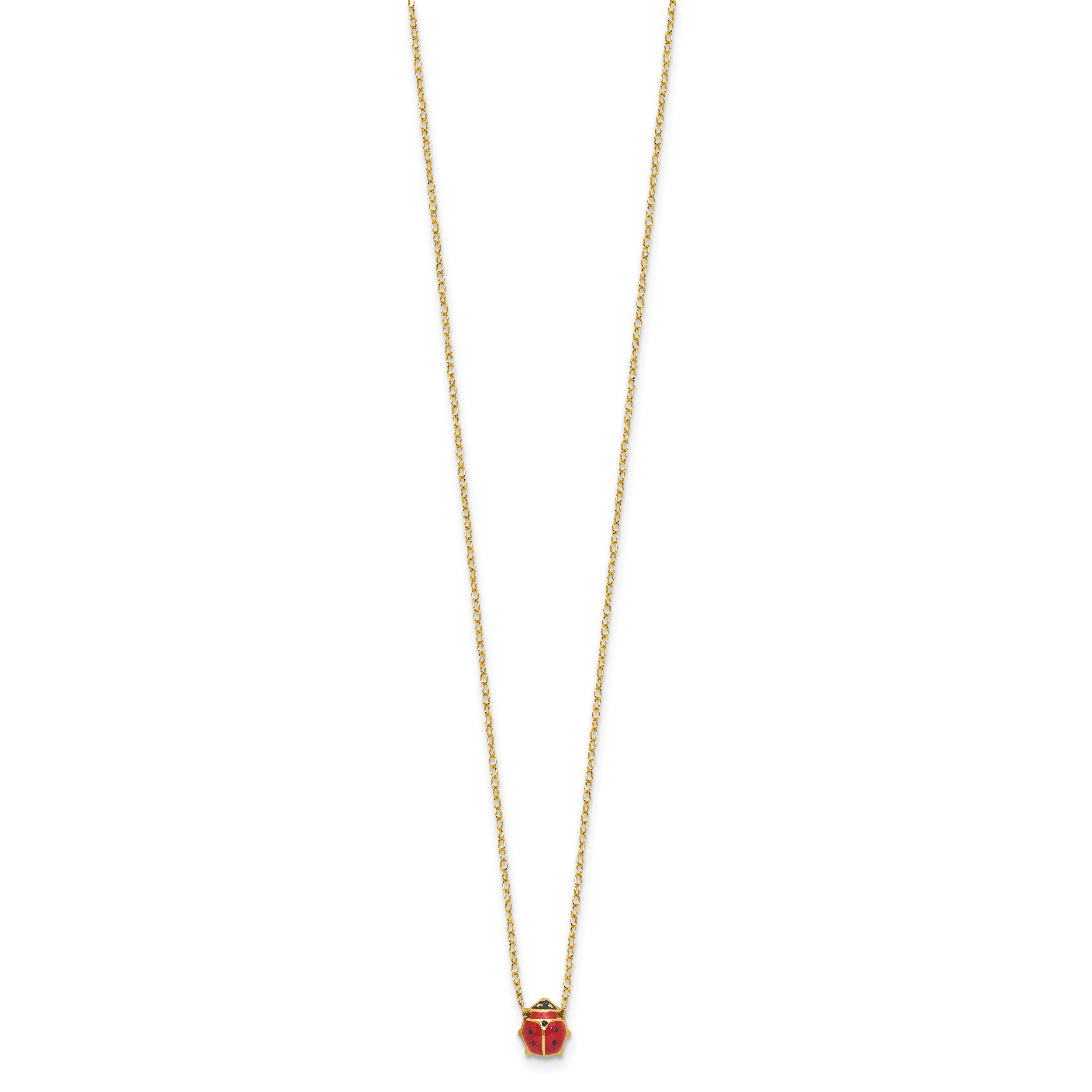 14k Polished Red and Black Enameled Ladybug 17 inch Necklace Plus 1 inch Extender Secondary image
