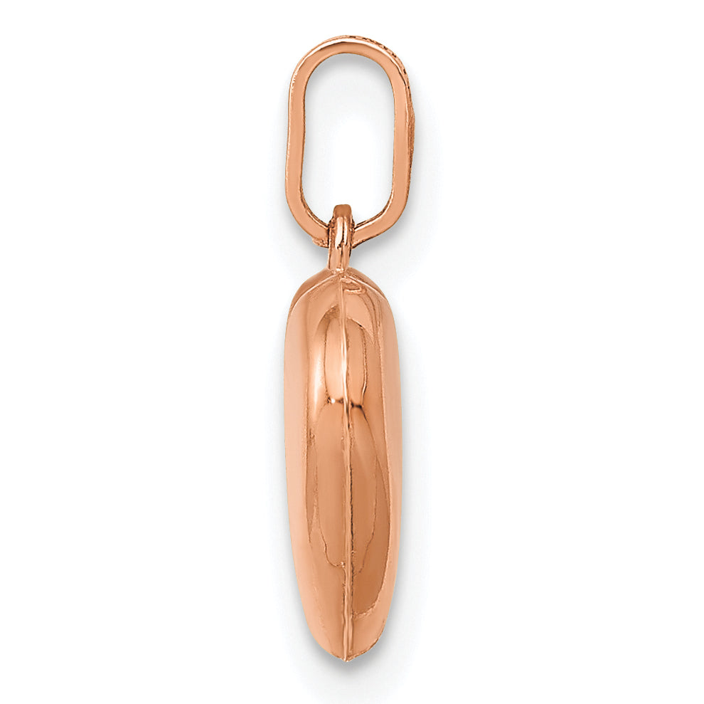 14K Rose Gold Polished 3-D Heart Pendant