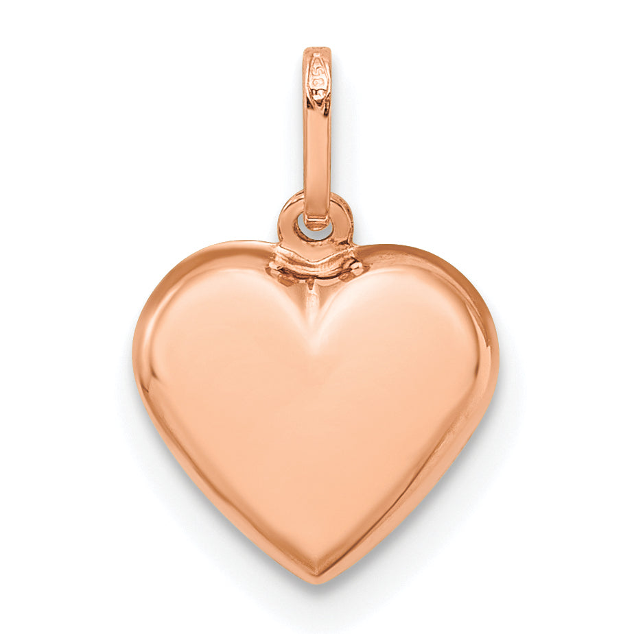 14K Rose Gold Polished 3-D Heart Pendant
