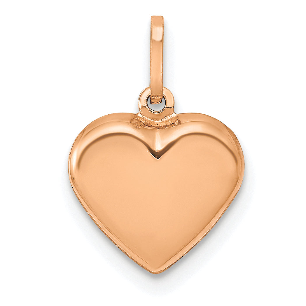 14K Rose Gold Polished 3-D Heart Pendant Main image