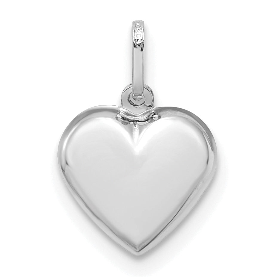 14K White Gold Polished 3-D Heart Pendant