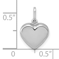 14K White Gold Polished 3-D Heart Pendant