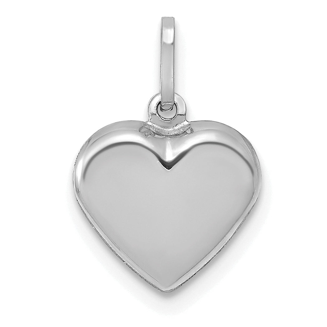 14K White Gold Polished 3-D Heart Pendant Main image