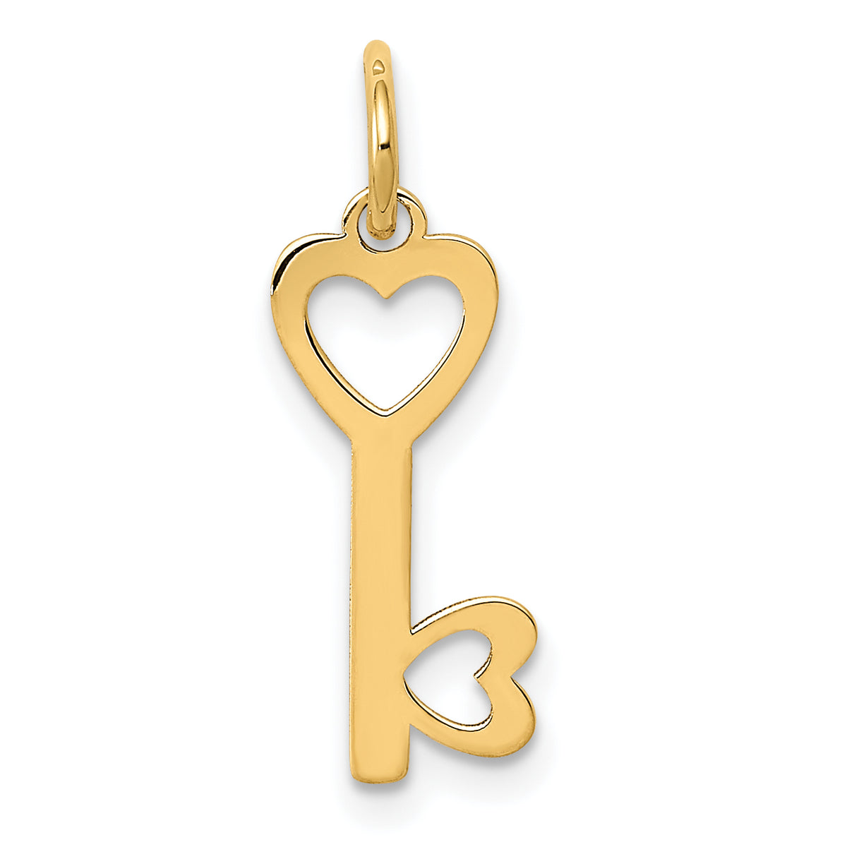 Hearts Key Charm in 14K Yellow Gold, 20mm - Sophia Jewelers