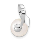 14k White Gold Satin 8-9mm White Button Freshwater Cultured Pearl Slide Fits up to 2mm Regular/3mm Fancy or Reversible Omega