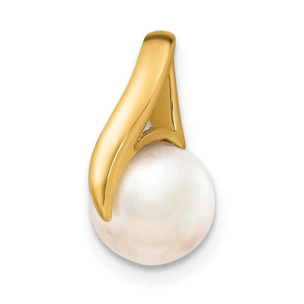 14K 8-9mm White Freshwater Cultured Pearl Pendant Slide Secondary image