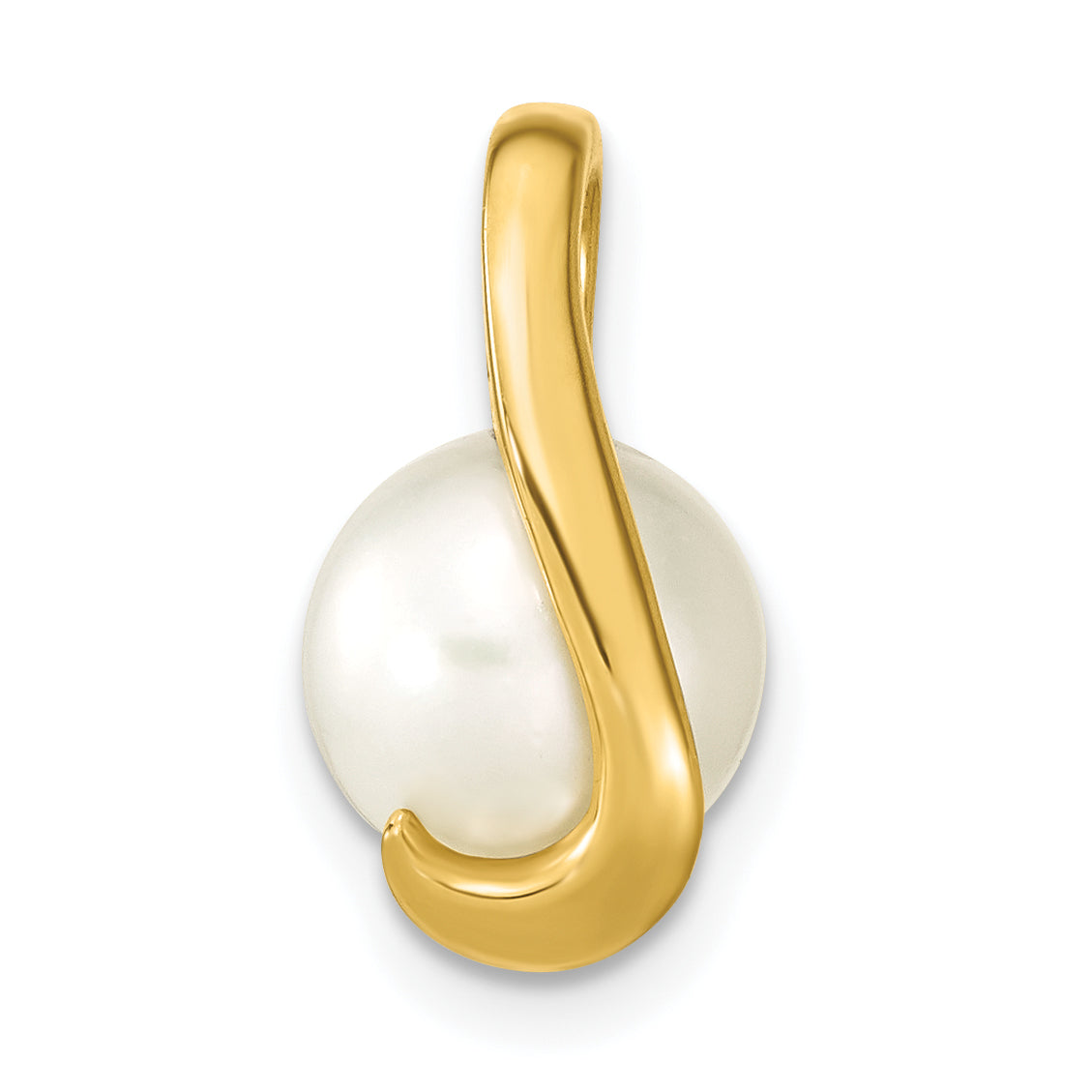 14K 8-9mm White Button Freshwater Cultured Pearl Pendant Slide Secondary image