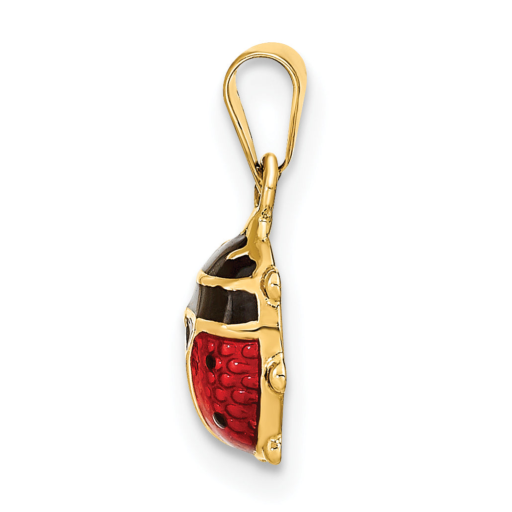 14K Polished Red/Black Enamel Ladybug Pendant