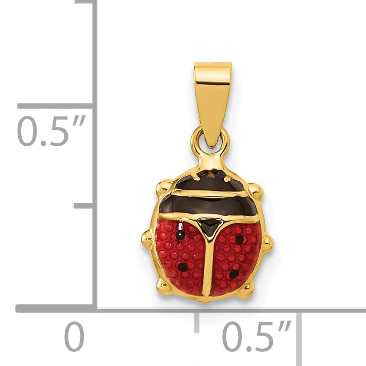 14K Polished Red/Black Enamel Ladybug Pendant