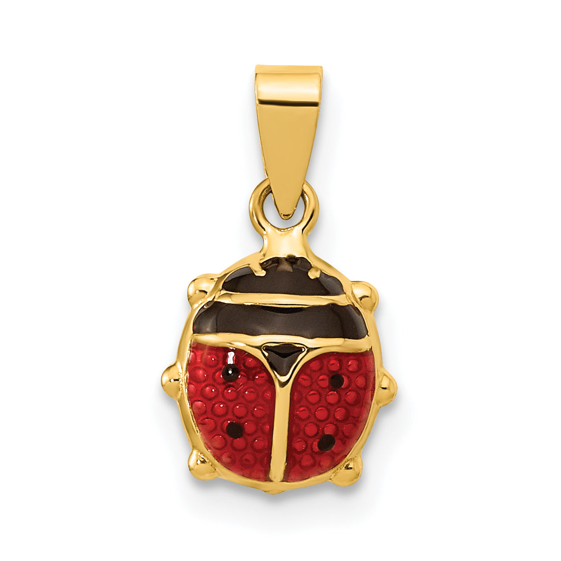 14K Polished Red/Black Enamel Ladybug Pendant