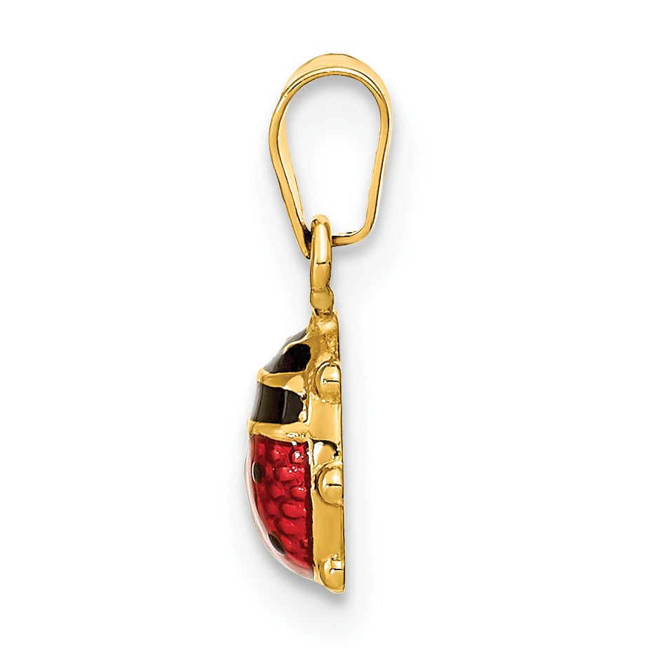 14K Polished Red/Black Enamel Ladybug Pendant