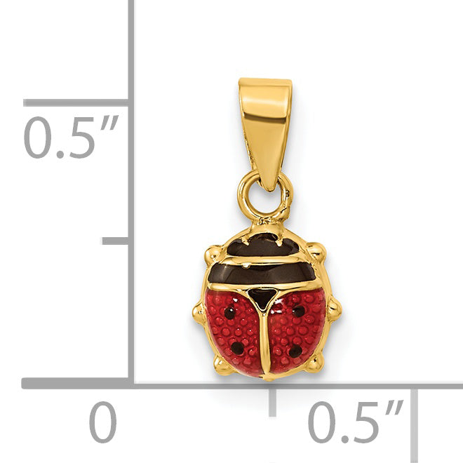 14K Polished Red/Black Enamel Ladybug Pendant