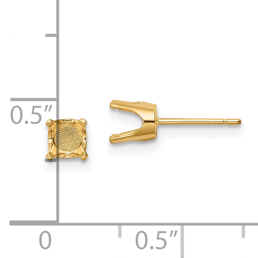 14k 5.5mm Round Stud Earring Mounting (No Stone Included) w/backs Secondary image