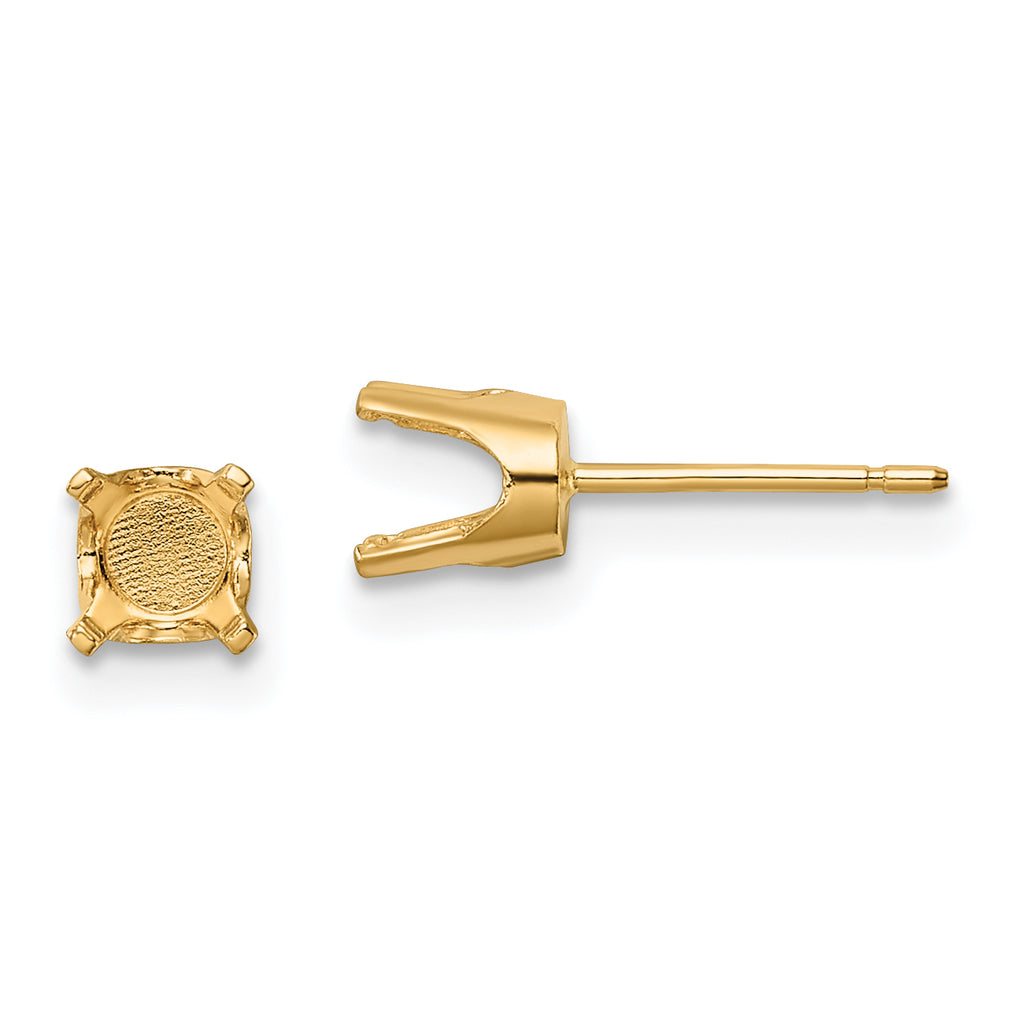 14k 5.5mm Round Stud Earring Mounting (No Stone Included) w/backs