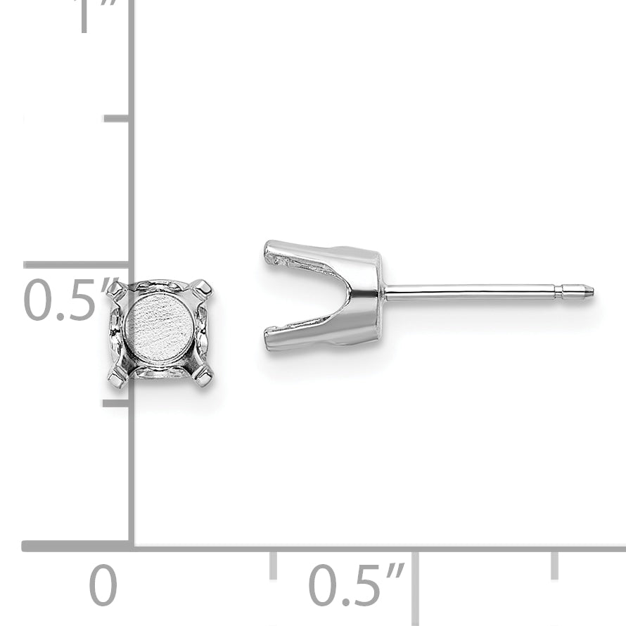14k White Gold 5.5 Round Stud Earring Mounting (No Stone Included) w/backs