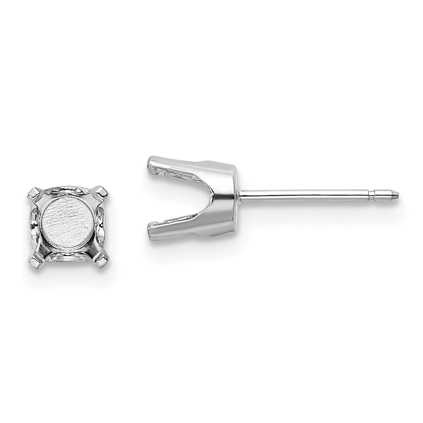 14k White Gold 5.5 Round Stud Earring Mounting (No Stone Included) w/backs Main image