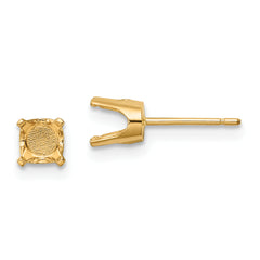 14k 5.5mm Round Stud Earring Mounting (No Stone Included) w/backs