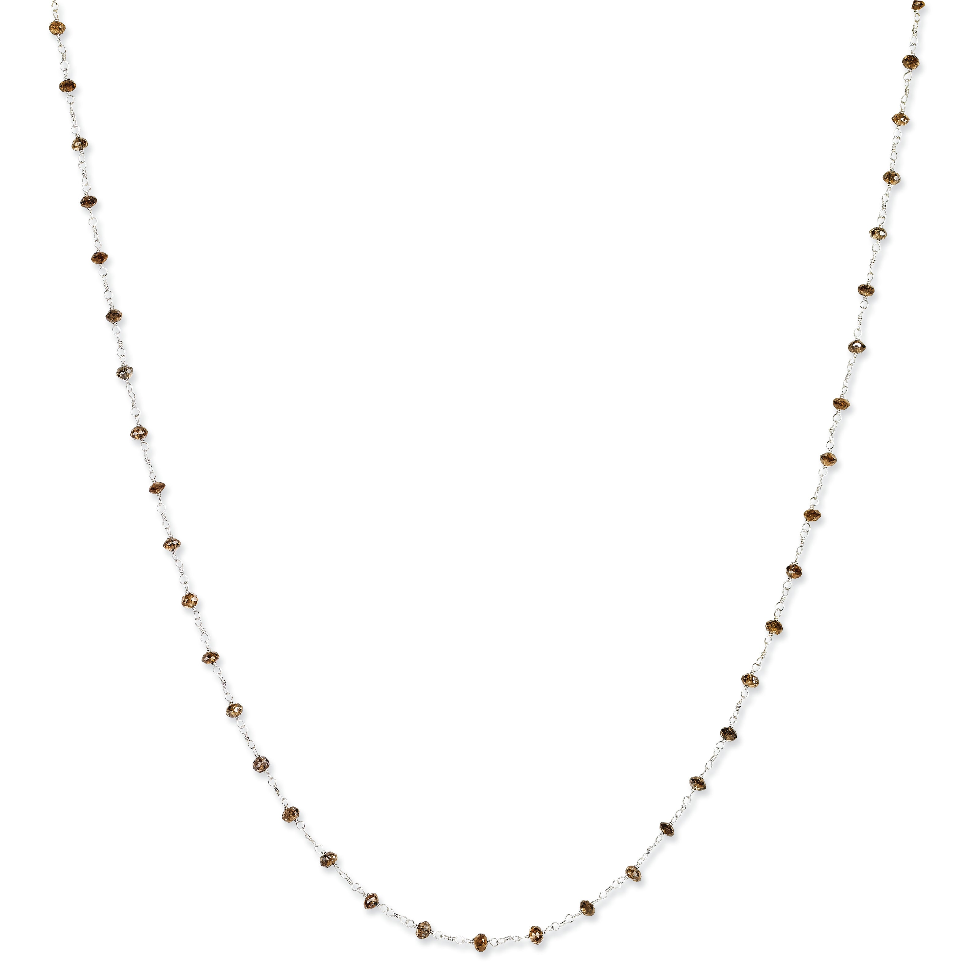 14k White Gold Coffee Brown Diamond Briolette Necklace Main image