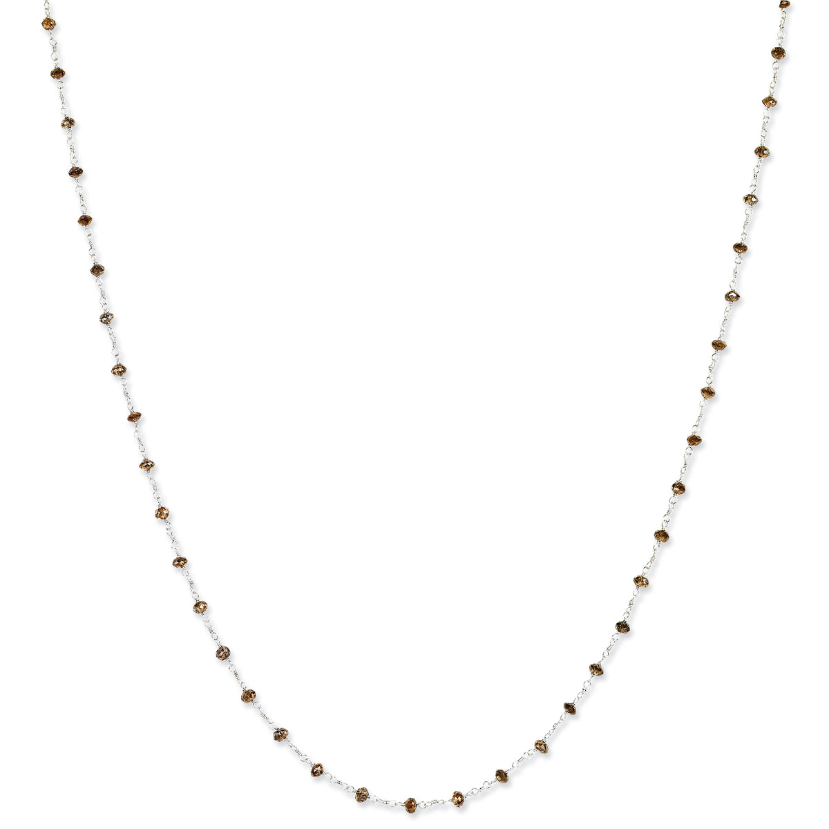 14k White Gold Coffee Brown Diamond Briolette Necklace