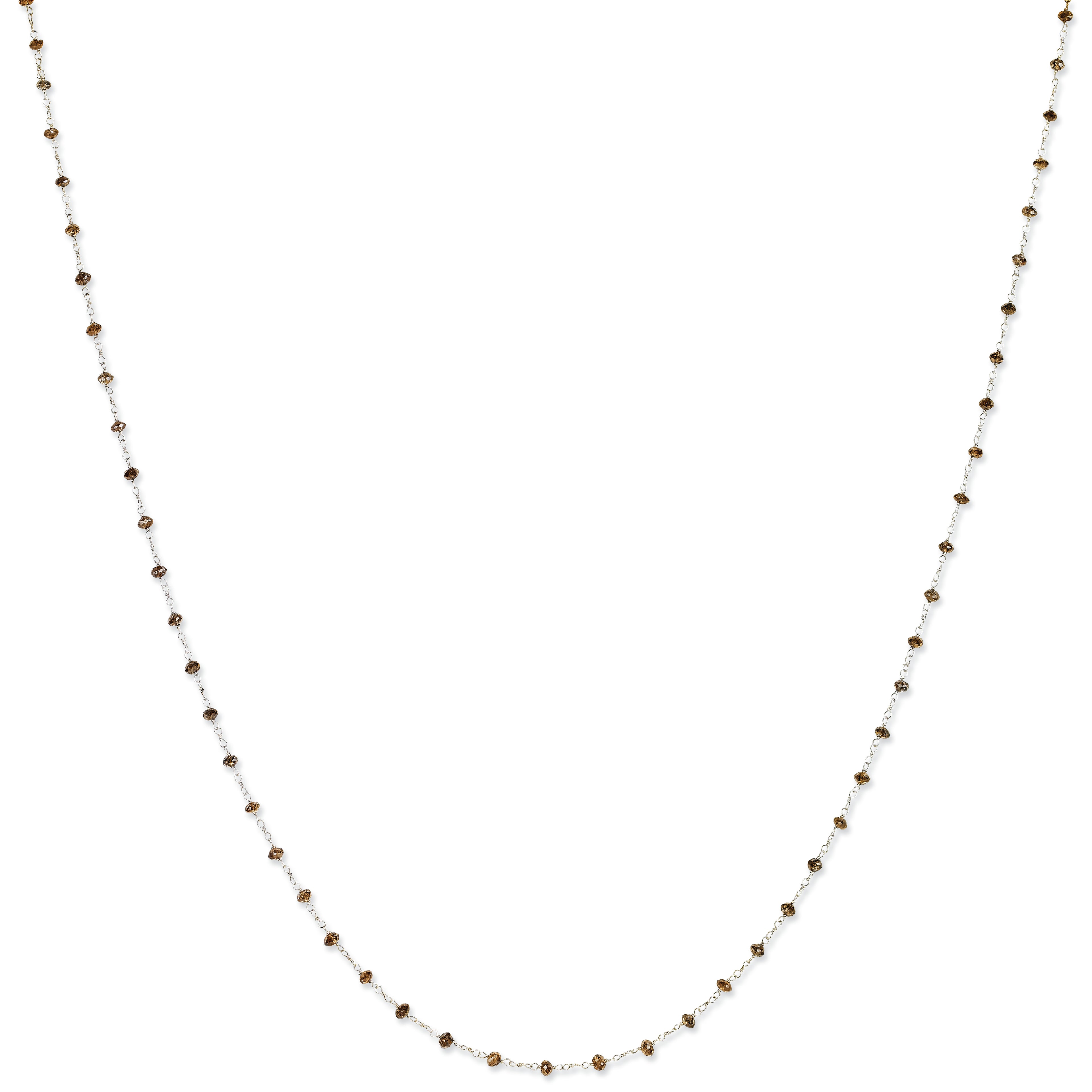 14k White Gold Coffee Brown Diamond Briolette Necklace