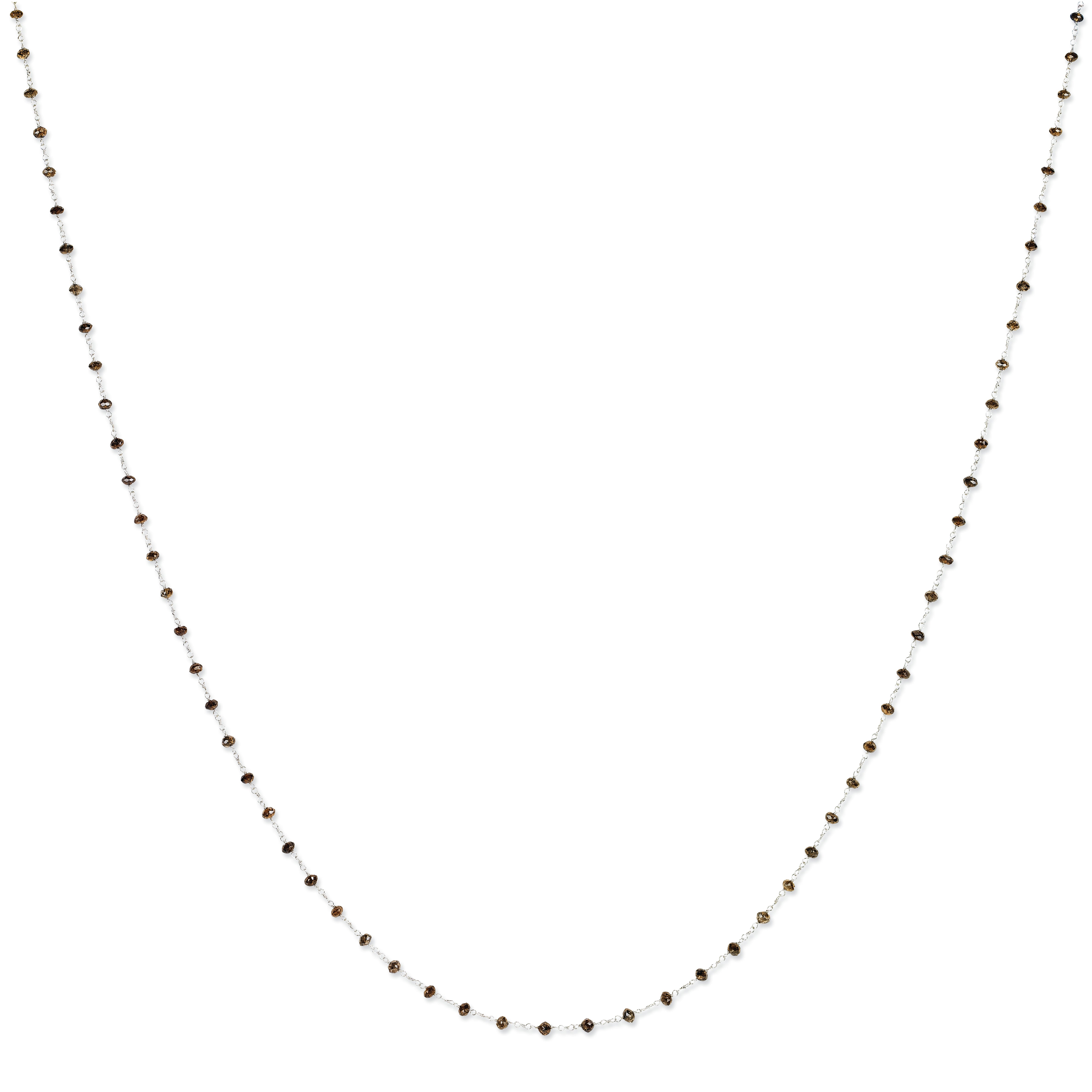 14k White Gold Coffee Brown Diamond Briolette Necklace