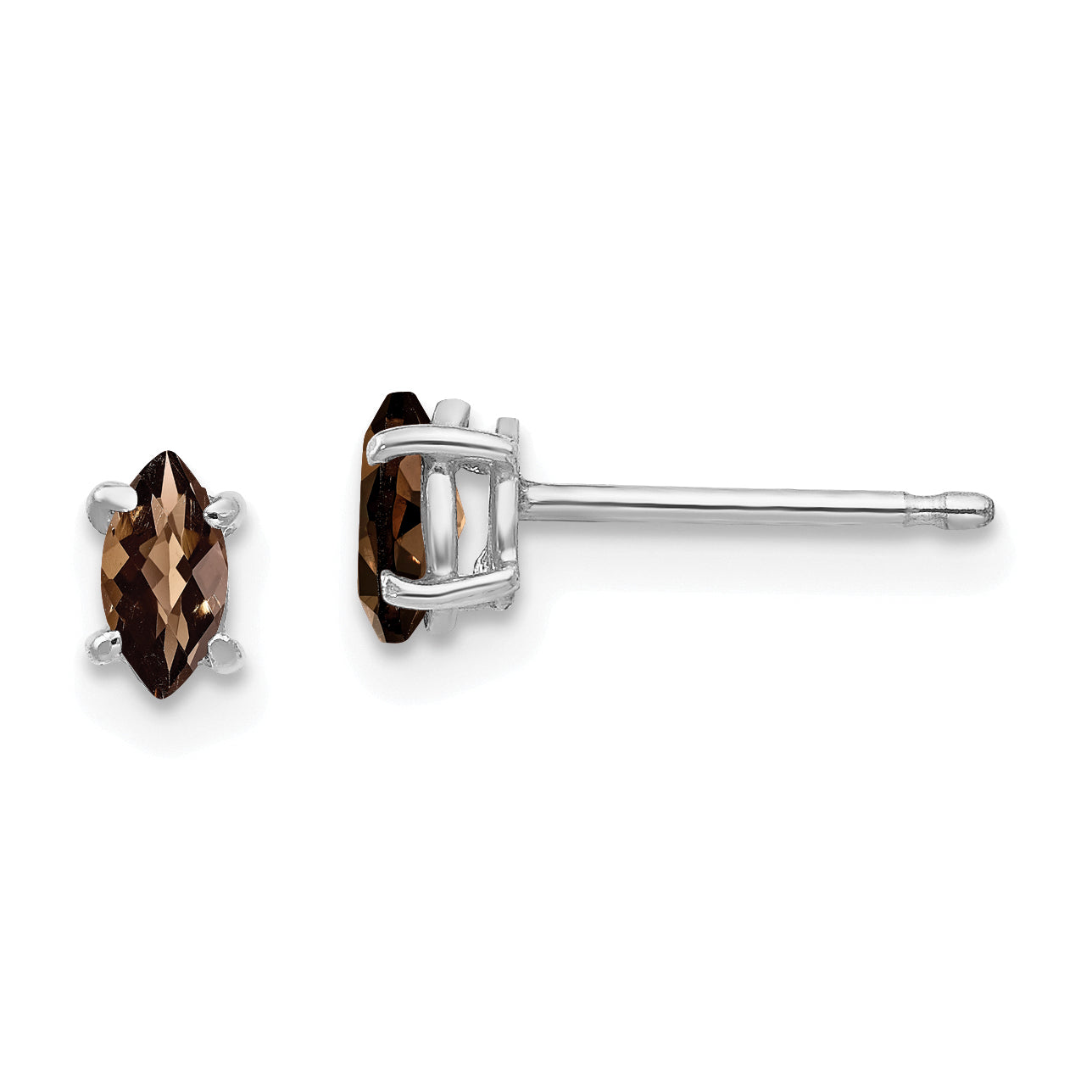 14kw 5X2.5mm Marquise Checker-Cut Smoky Quartz Earring Main image